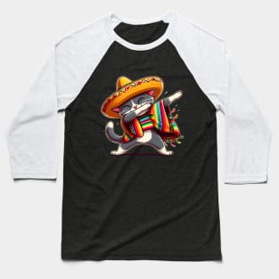 Cinco De Mayo Funny Mexican Cat Sombrero Poncho Baseball T-Shirt